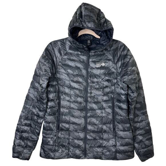 Md Mountain Hardwear Womens Ghost Whisperer Down Hoody Jacket Grey Camo Gorpcore - Picture 1 of 7